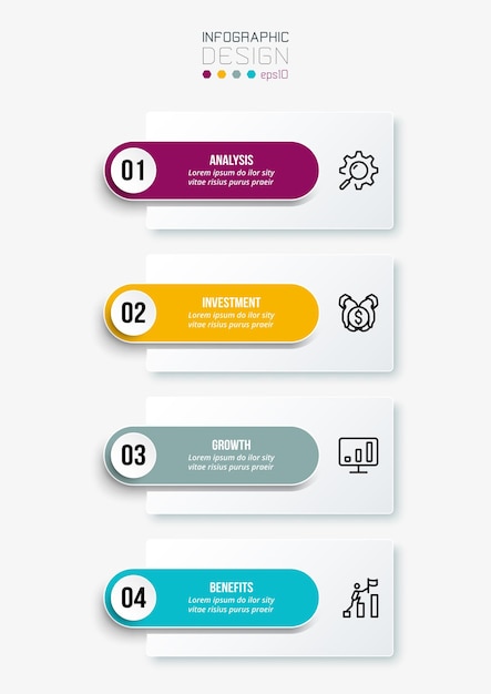 plantilla de infografía concepto de negocio con flujo de trabajo