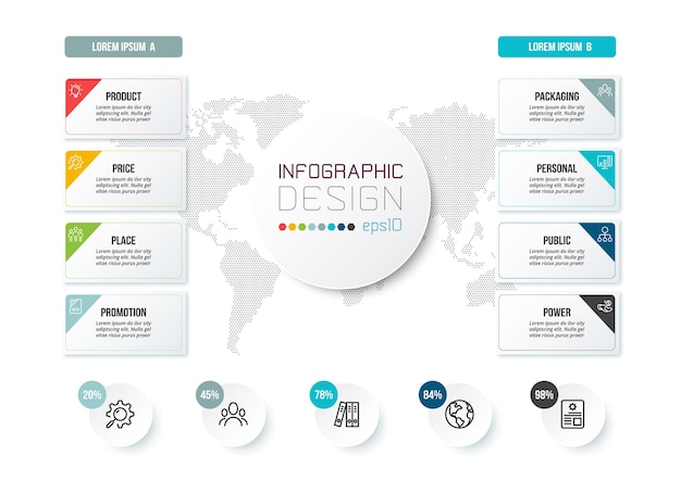 Vector plantilla de infografía de concepto de negocio con organización