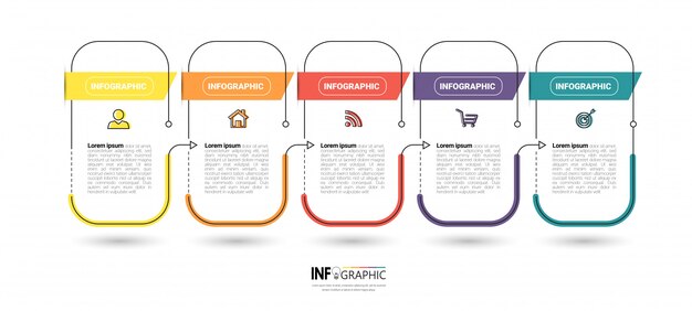 Plantilla de infografía creativa de 5 pasos