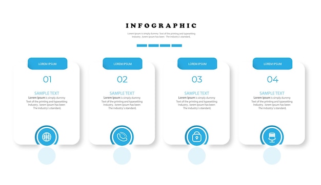 Plantilla de infografía creativa con iconos y 4 opciones.