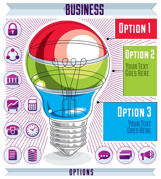 Vector plantilla de infografía creativa, idea de bombilla en capas, ilustración vectorial.