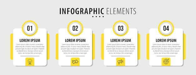 plantilla de infografía creativa vectorial de cuatro pasos