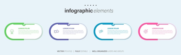 plantilla de infografía creativa vectorial de cuatro pasos