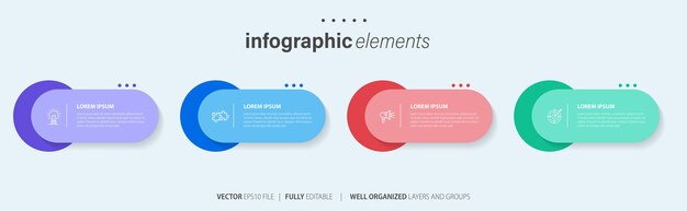 plantilla de infografía creativa vectorial de cuatro pasos