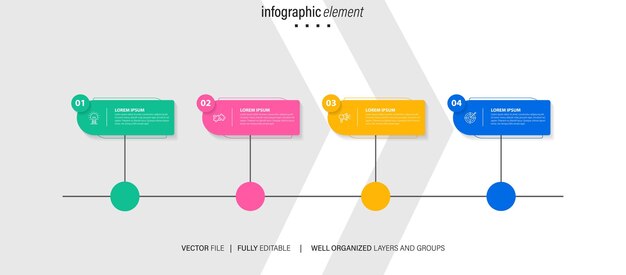 plantilla de infografía creativa vectorial de cuatro pasos
