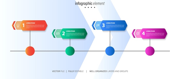 plantilla de infografía creativa vectorial de cuatro pasos