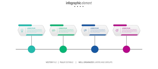 plantilla de infografía creativa vectorial de cuatro pasos