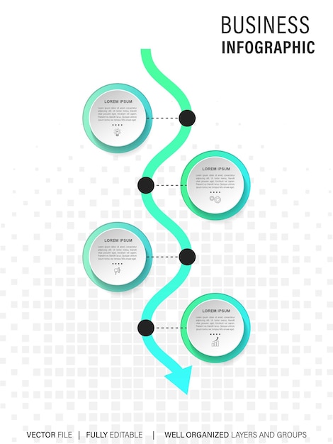 plantilla de infografía creativa vectorial de cuatro pasos