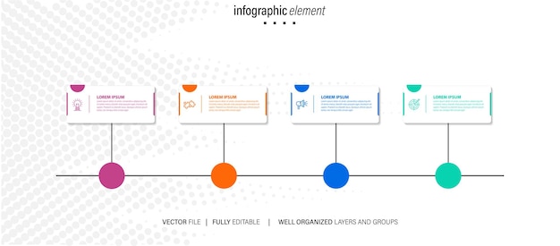 plantilla de infografía creativa vectorial de cuatro pasos