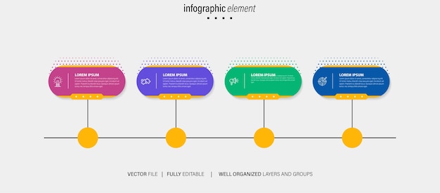 plantilla de infografía creativa vectorial de cuatro pasos