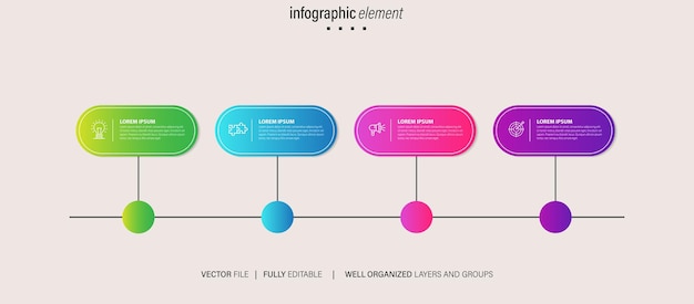 plantilla de infografía creativa vectorial de cuatro pasos