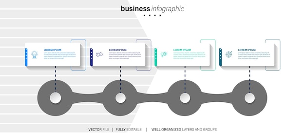 plantilla de infografía creativa vectorial de cuatro pasos