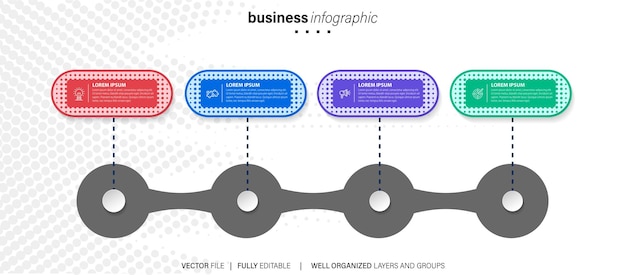 plantilla de infografía creativa vectorial de cuatro pasos