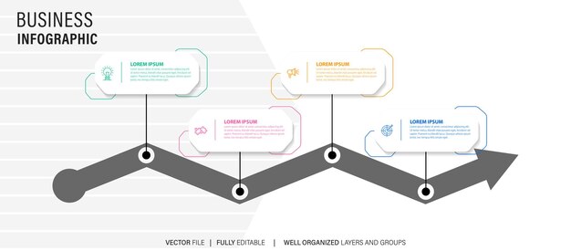 plantilla de infografía creativa vectorial de cuatro pasos