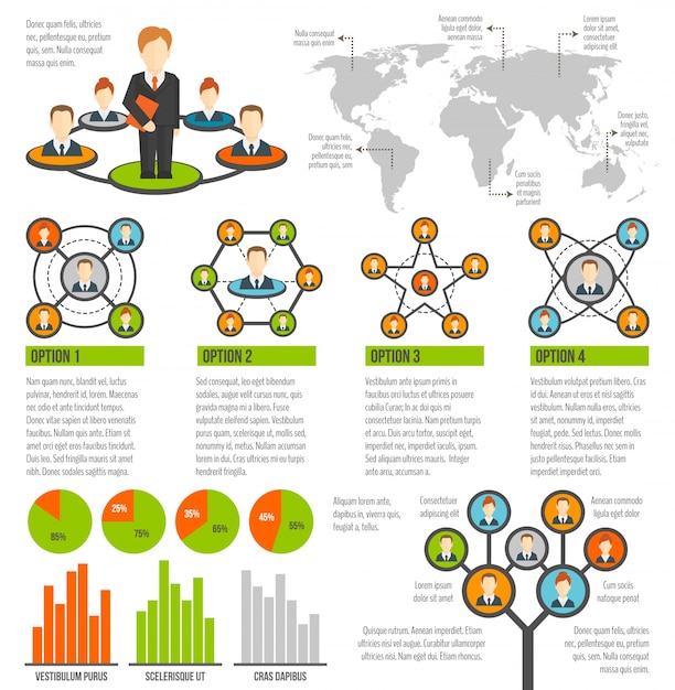 Plantilla de infografía con cuadrados