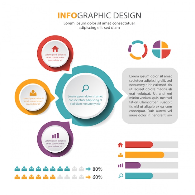 Plantilla de infografía con cuadrados