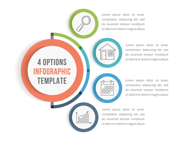 plantilla de infografía con cuatro opciones