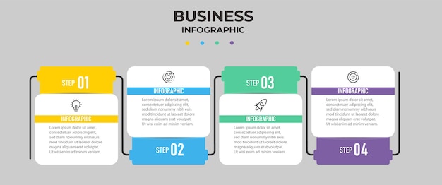 Plantilla de infografía con cuatro pasos