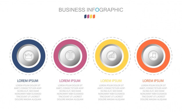 Plantilla de infografía en cuatro pasos.