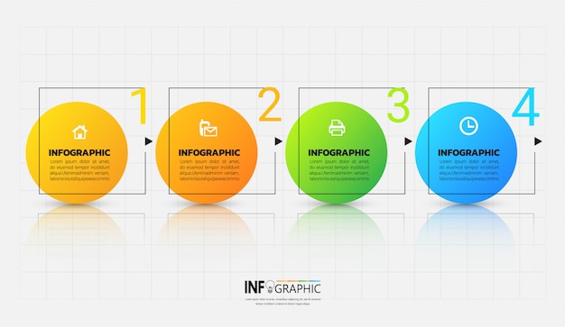 Plantilla de infografía de cuatro pasos