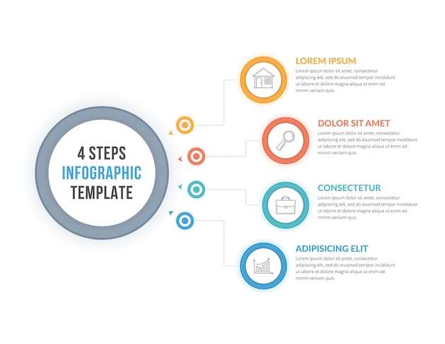 plantilla de infografía con cuatro pasos