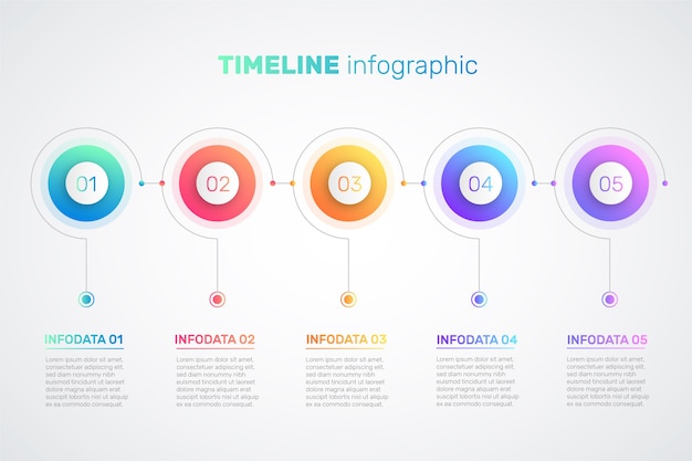 Plantilla de infografía degradado de línea de tiempo