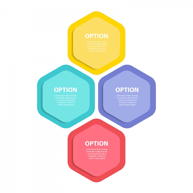 Vector plantilla de infografía diagrama de cuatro pasos.