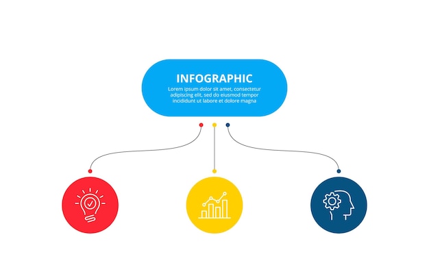 Vector plantilla de infografía de diagrama de flujo con 3 pasos u opciones plantilla de negocio vectorial para presentación