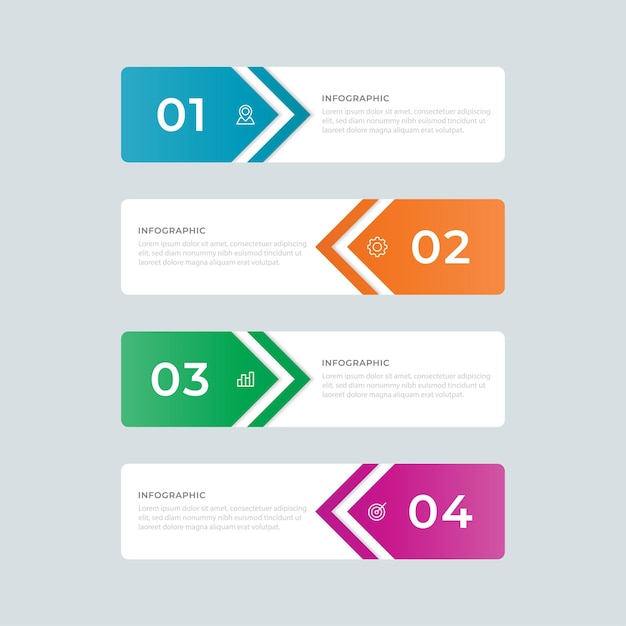 plantilla de infografía con diagrama de proceso de flujo de trabajo de 4 pasos