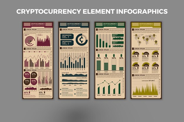 Plantilla de infografía de elemento de criptomoneda