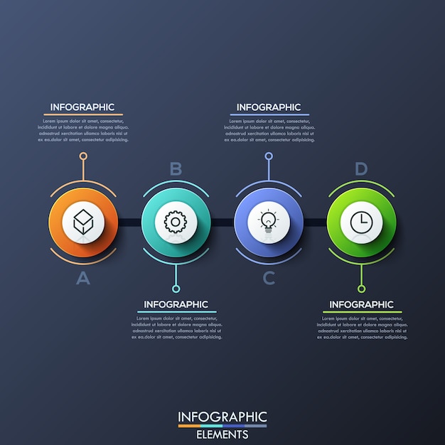 Plantilla de infografía con elementos circulares con letras