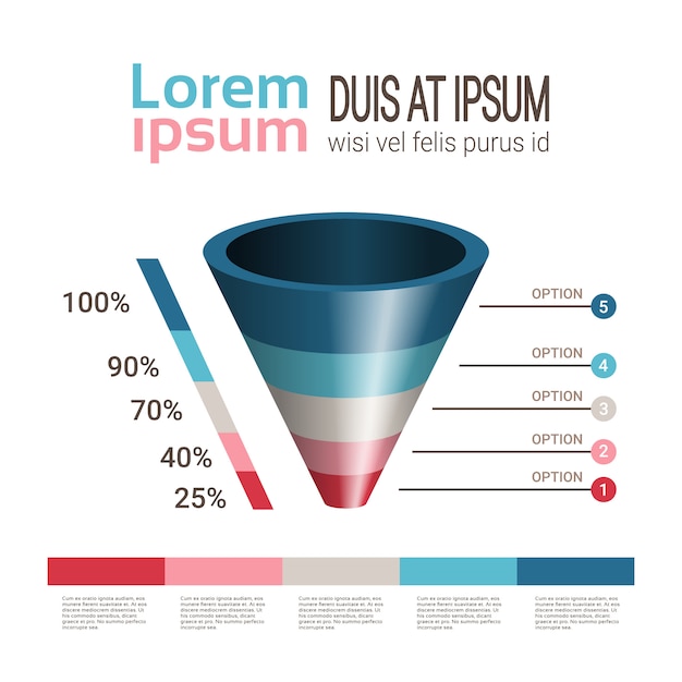 Plantilla de infografía embudo 3d