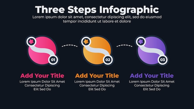 Plantilla de infografía empresarial con 3 pasos u opciones para presentación