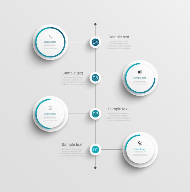 Plantilla de infografía empresarial con 4 opciones o pasos.