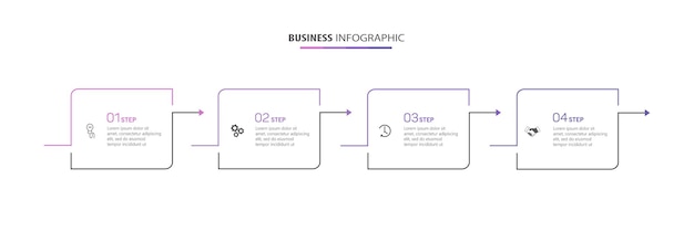 Plantilla de infografía empresarial con 4 opciones o pasos.