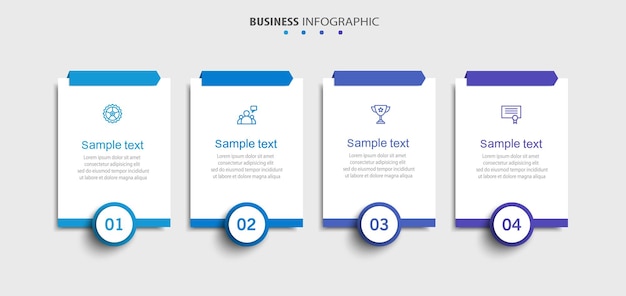 plantilla de infografía empresarial con 4 opciones de pasos o procesos