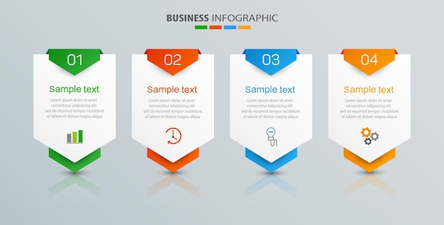 Plantilla de infografía empresarial con 4 opciones.