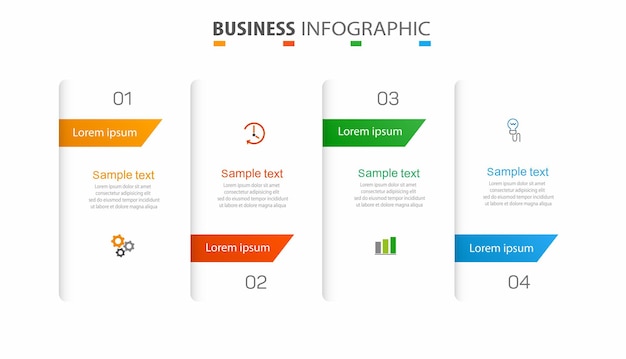Plantilla de infografía empresarial con 4 opciones.