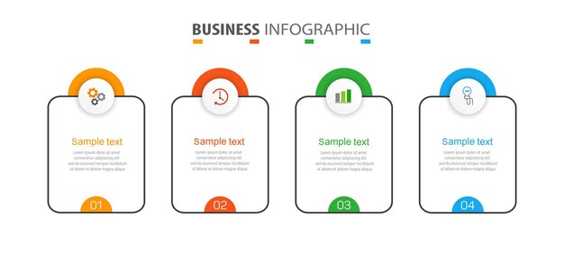 Plantilla de infografía empresarial con 4 opciones.