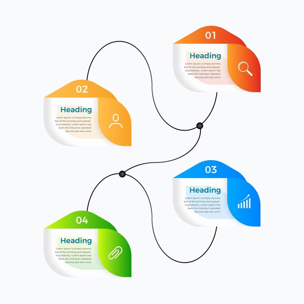 Plantilla de infografía empresarial de 4 pasos Presentación y gráfico de pasos infográficos modernos y coloridos