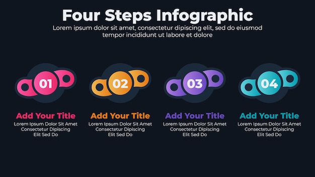 Vector plantilla de infografía empresarial con 4 pasos u opciones para presentación