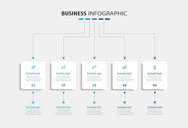 Plantilla de infografía empresarial con 5 opciones o pasos.