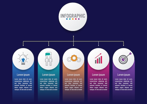 Plantilla de infografía empresarial con 5 opciones