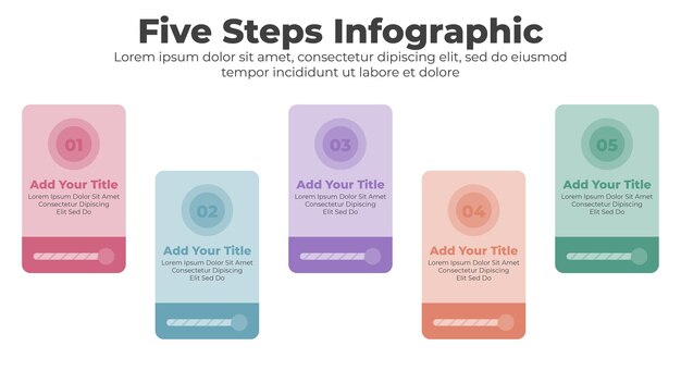 Plantilla de infografía empresarial con 5 pasos u opciones para presentación