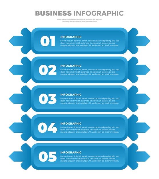 Plantilla de infografía empresarial de 5 pasos