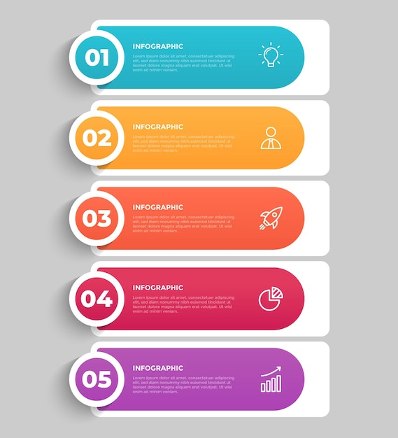 Plantilla de infografía empresarial de 5 pasos