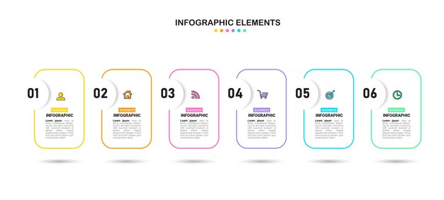 Plantilla de infografía empresarial con 6 pasos