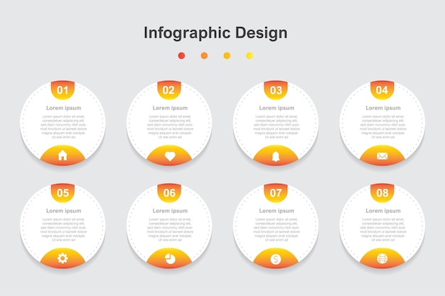 Plantilla de infografía empresarial abstracta de ocho pasos