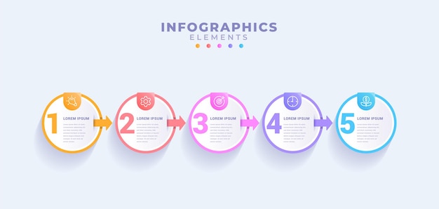 Vector plantilla de infografía empresarial con cinco opciones o proceso