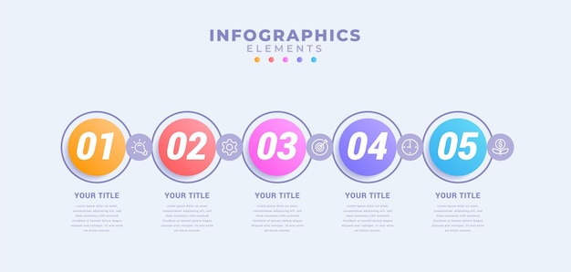 Plantilla de infografía empresarial con cinco opciones o proceso